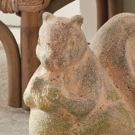 Weathered Moss Terracotta Squirrel Garden Statue