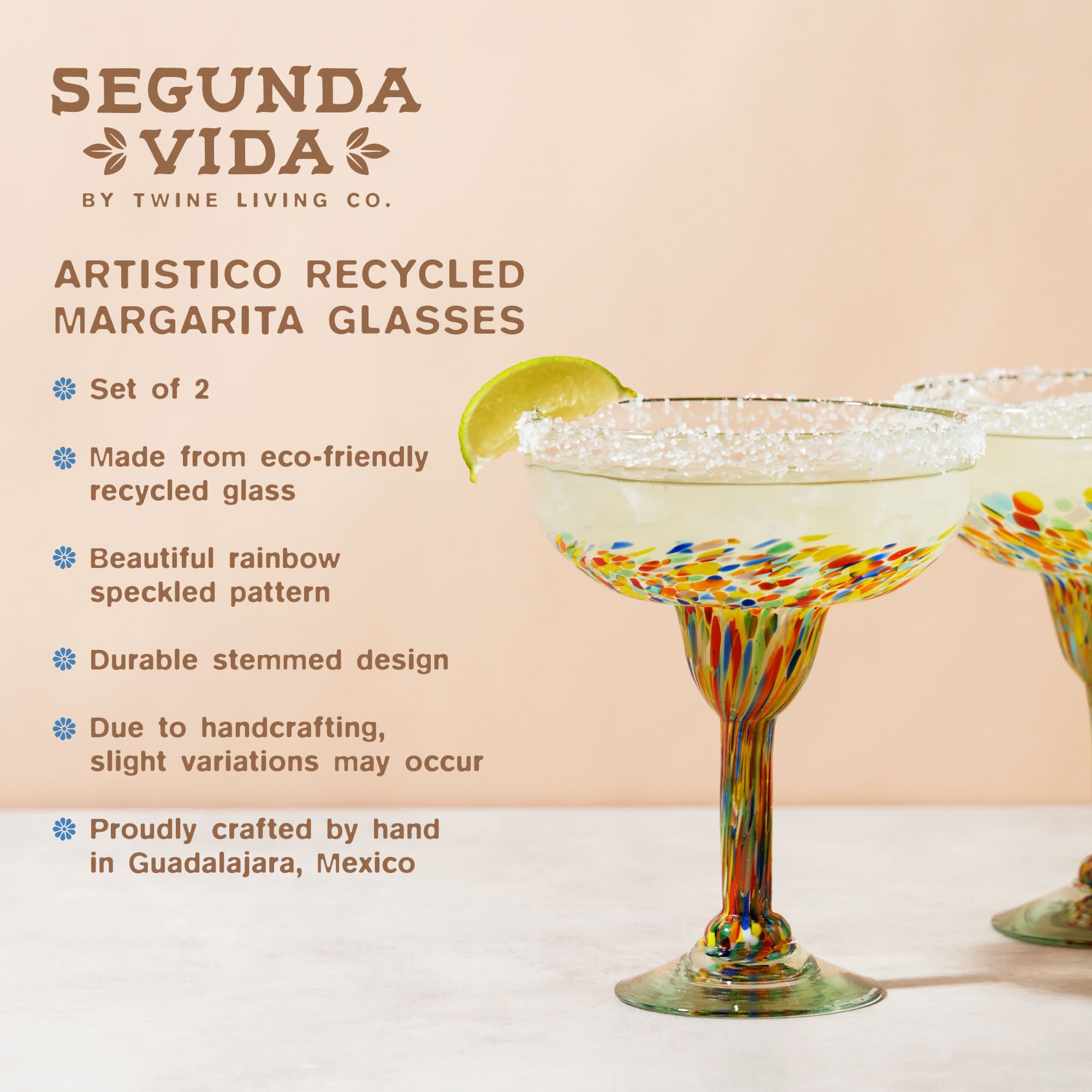 Segunda Vida Artistico Margarita Glasses – Plow & Hearth