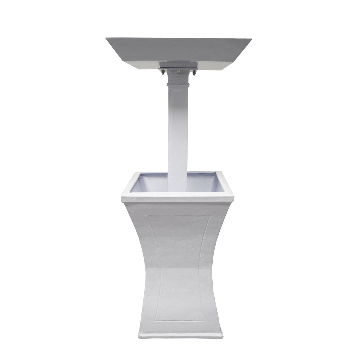 Modern Square Cast Aluminum 40-in Bird Bath and Planter Vase Combo