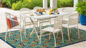 Tangier Wicker Stacking Chairs and Rectangle Folding Table