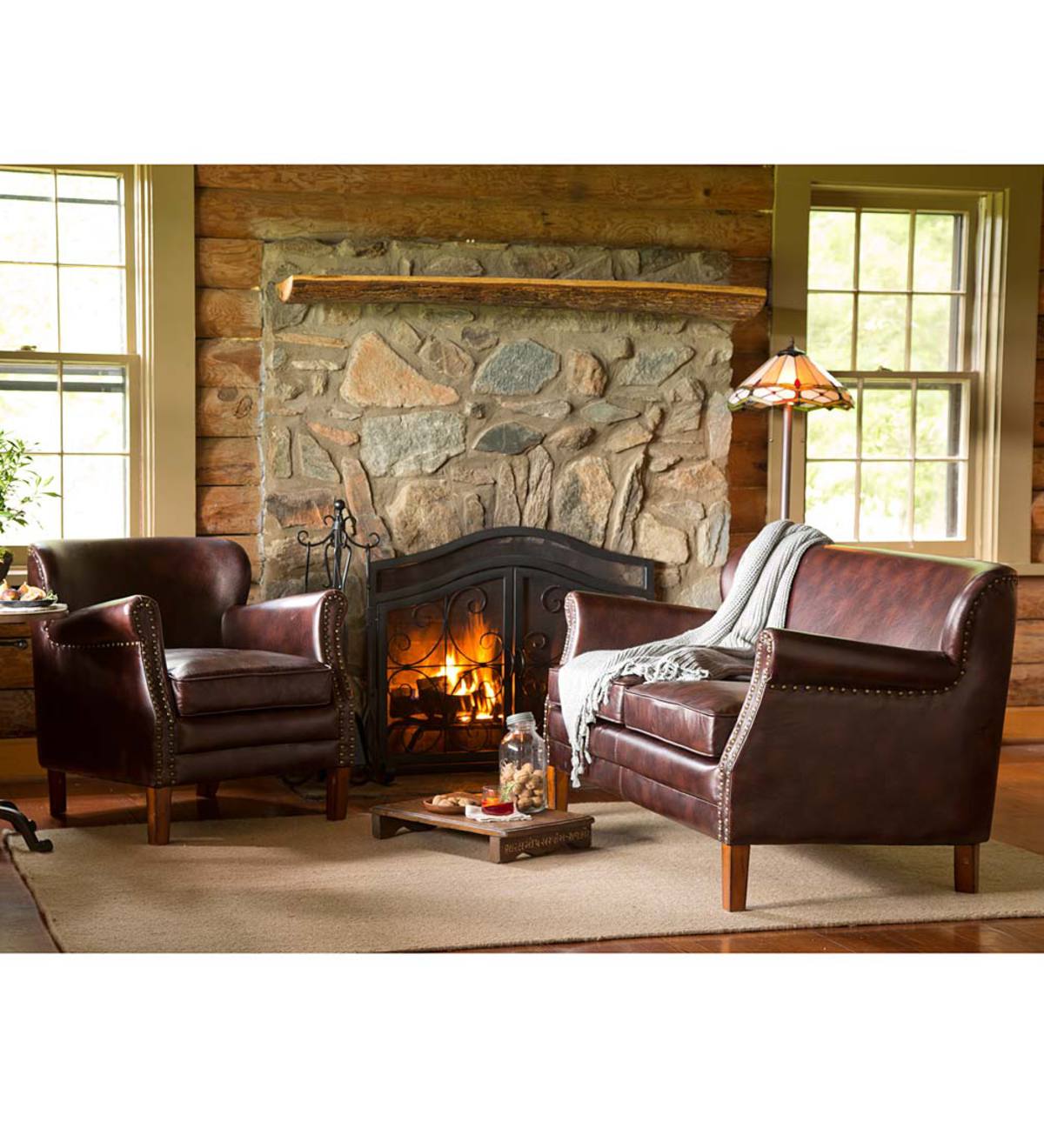 Leather 2024 fireplace chairs