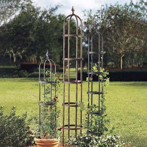 Powder-Coated Steel Garden Obelisks And Basket Planter