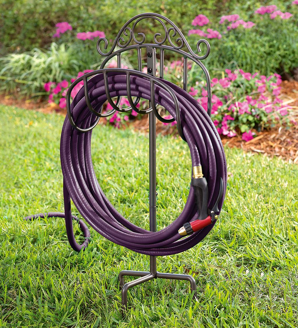 Reels Country House Garden Hose Rack Holder Cast Iron, Vintage Wall Mounted  Water Hose Storage Hanger, Lawn Fence Yard Wall Decor (27.2×13.2×19cm)