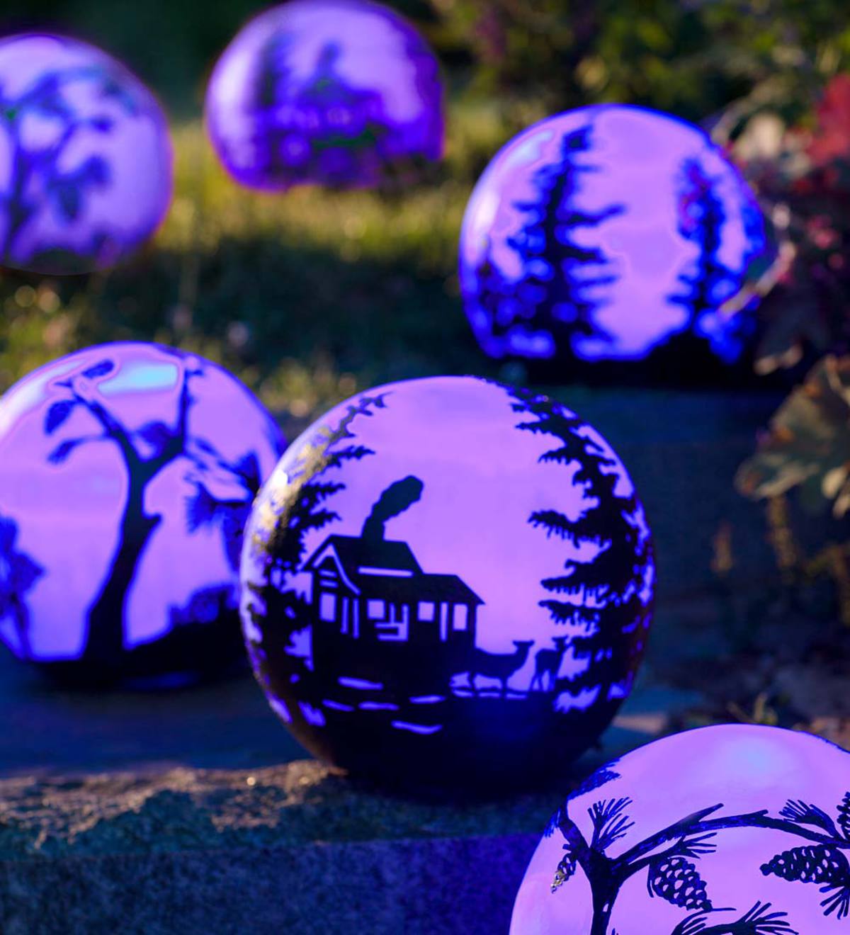 Glowing Outdoor Luminary Globe With Pine Cone Scene Plow And Hearth