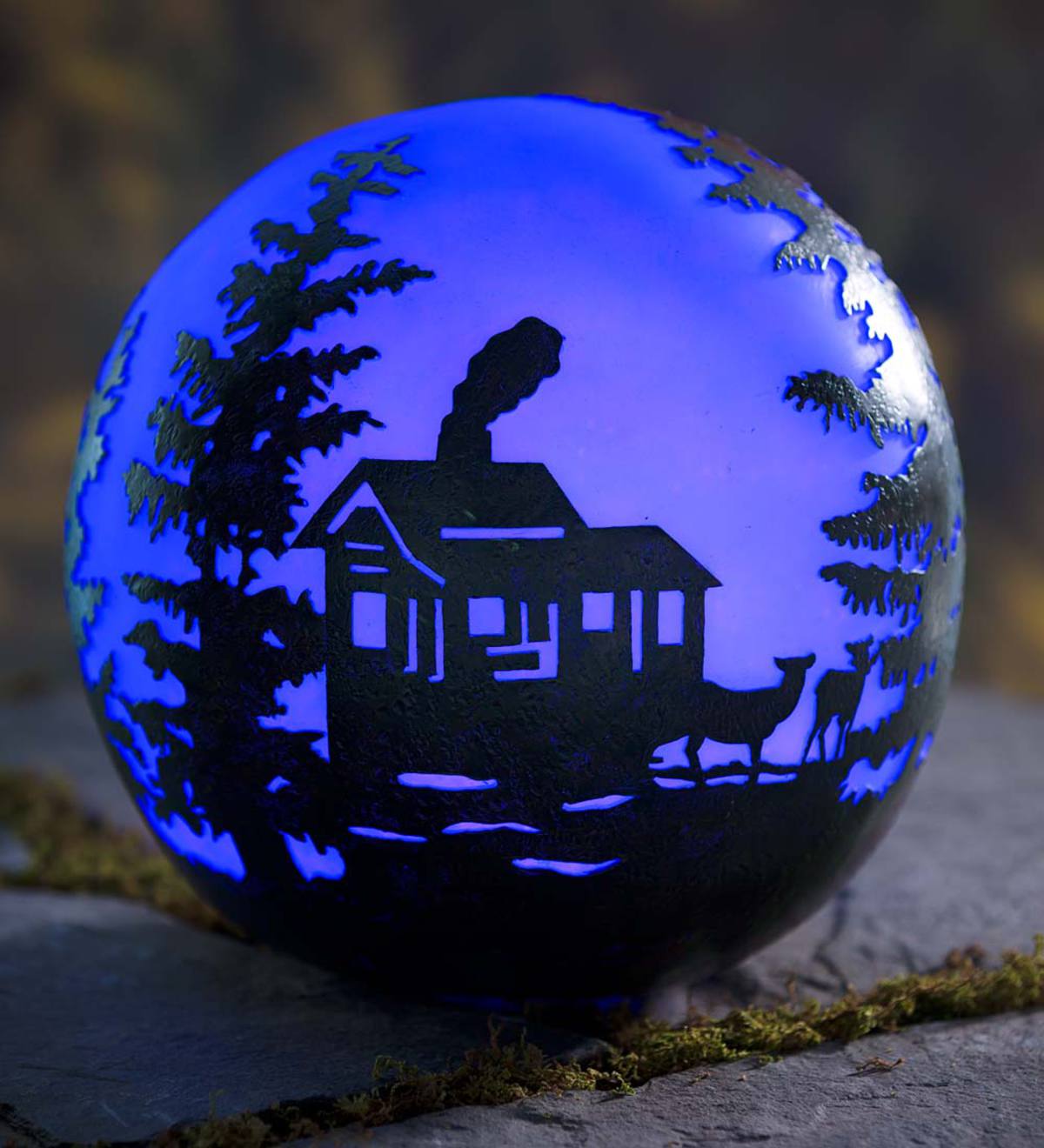 Glowing Outdoor Luminary Globe With Woodland Scene Plow And Hearth