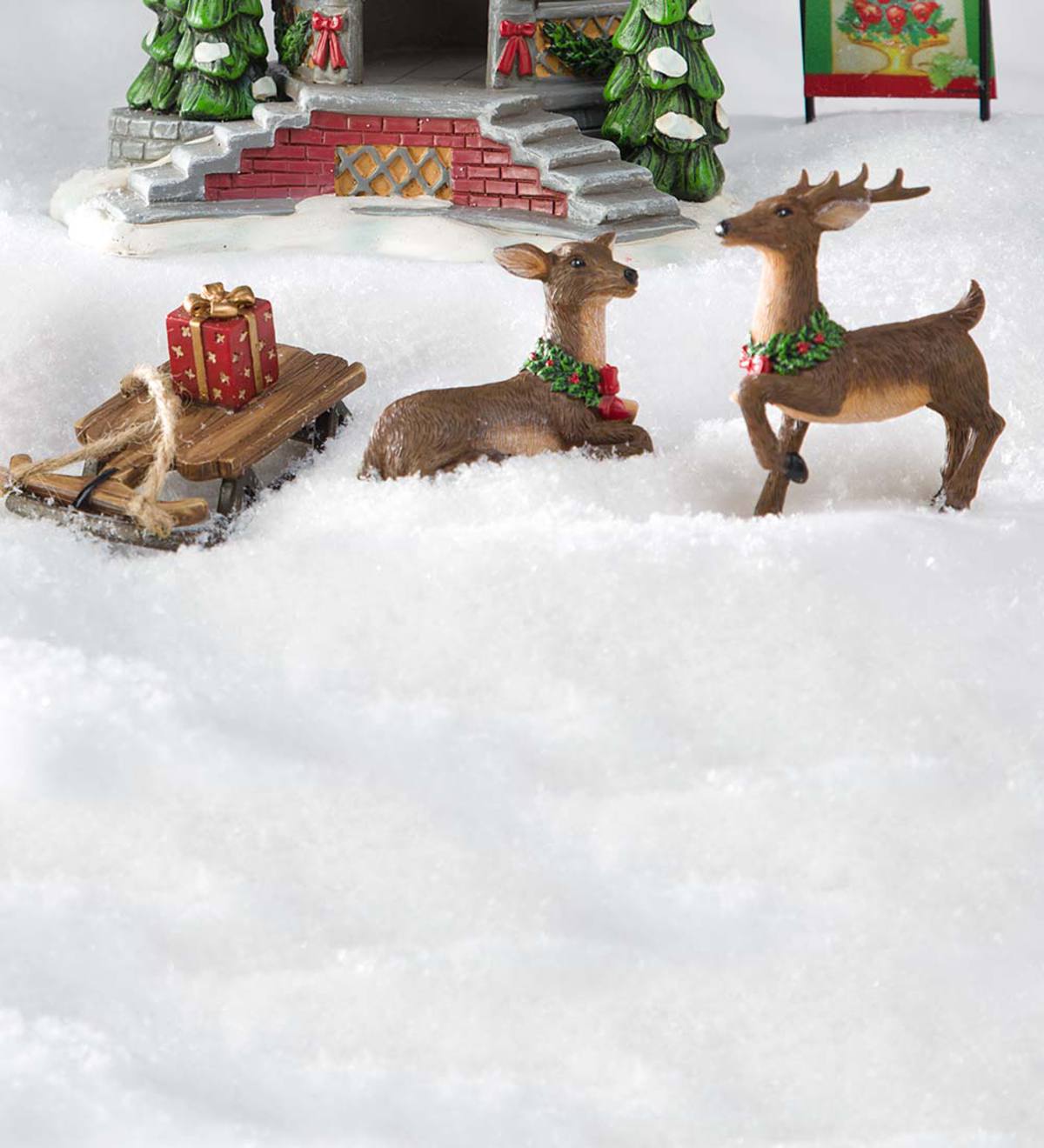 Miniature Fairy Garden Holiday Reindeer and Sled, Set of 3