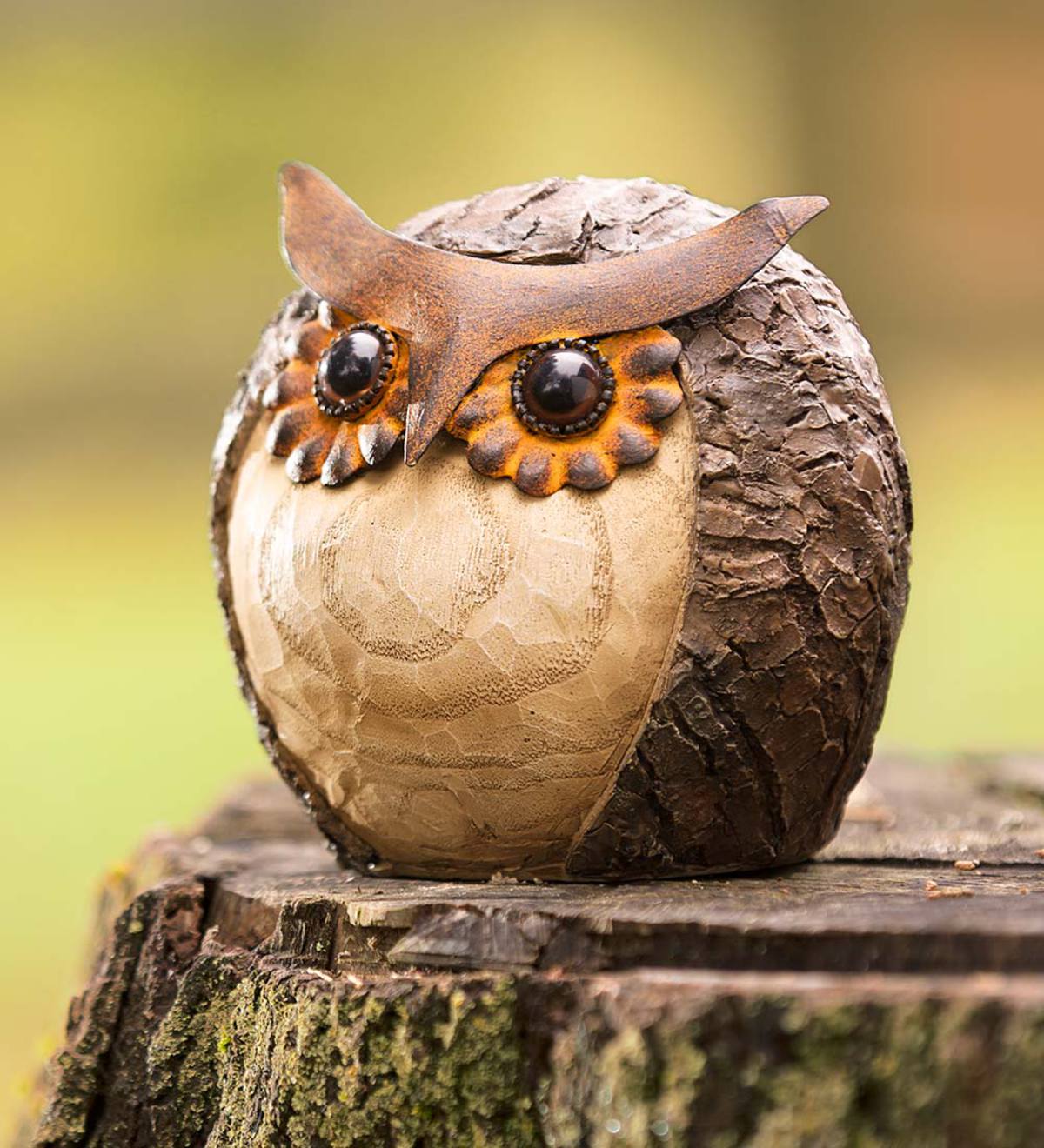 Woodcut Resin Owl Statue