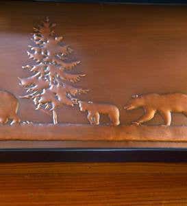 Dark Copper-Colored Metal Boot Tray with Embossed Tree of Life