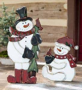 Twowood 1 Set Snowman Decoration Eye-catching Wear Resistant Wood