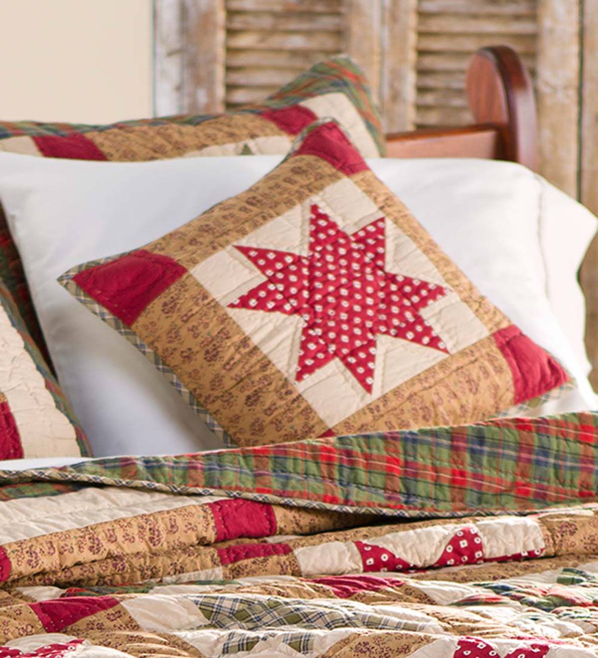 Farmhouse Star Quilted Pillow 16 Filled