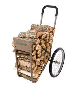 Rolling Wood Caddy, Heavy-Duty Steel with Large Wheels