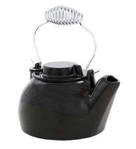 Stove Kettle Chicken Steamer, Cast Iron with Red Enameled Porcelain