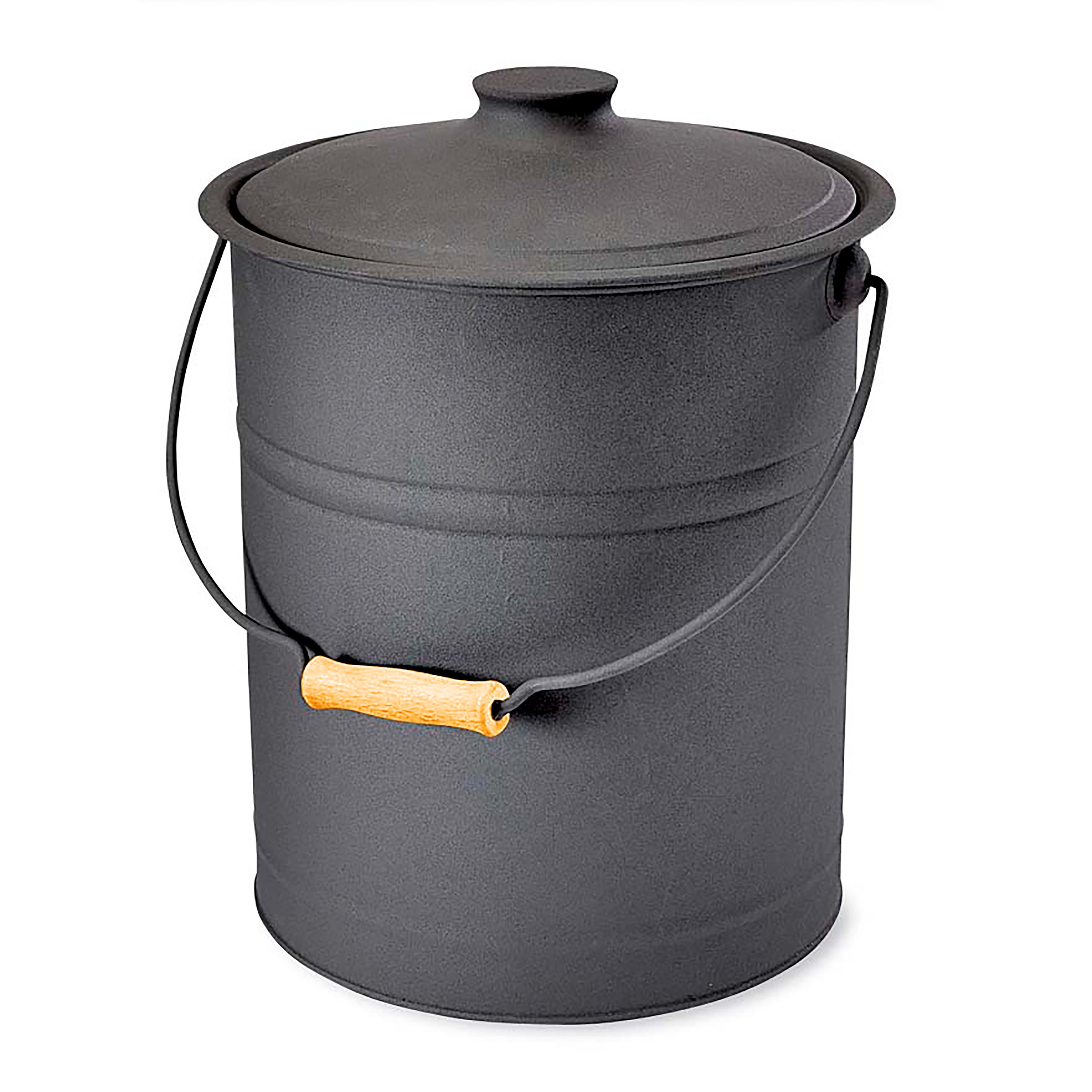 Deluxe Galvanized Ash Bucket with Handle, Lid and Double-Layer