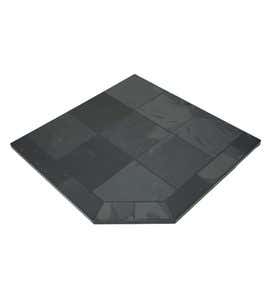 36”Slate Stone Corner Hearth Pad - Natural Silver