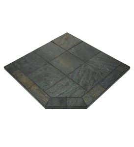 36”Slate Stone Corner Hearth Pad - Natural Silver