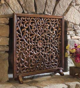 Carved Wooden Fireplace Screen