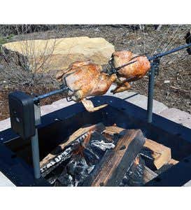 Outdoor Battery-Powered Fire Pit Insert Rotisserie Kit