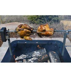 Outdoor Battery-Powered Fire Pit Insert Rotisserie Kit