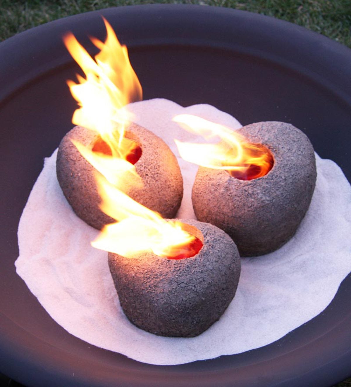 Set of 3 Real Flame Fire Rocks