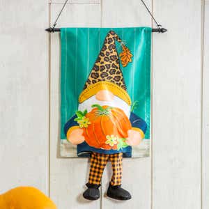 Fall Gnome with Pumpkin Garden Kickin Flag