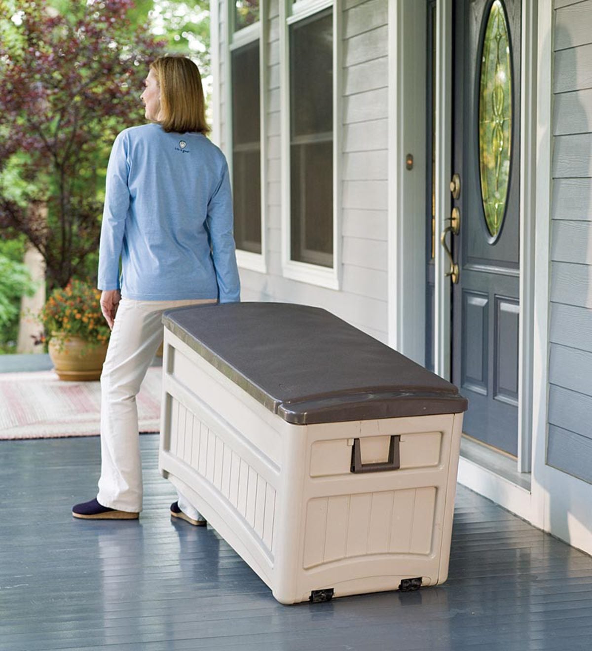 Large Rolling Weather-Resistant Resin Storage Box with Stay-Dry
