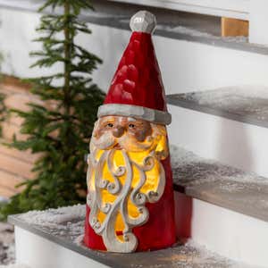 Carved Lighted Holiday Santa Statue