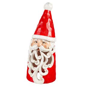 Carved Lighted Holiday Santa Statue