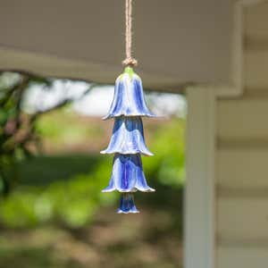 Blue Ceramic Flower Garden Bells Wind Chime