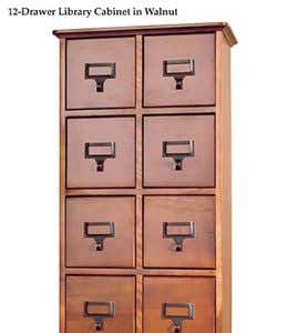 Retro-Style Wooden 24-Drawer Multimedia Library File Cabinet - OAK FINISH