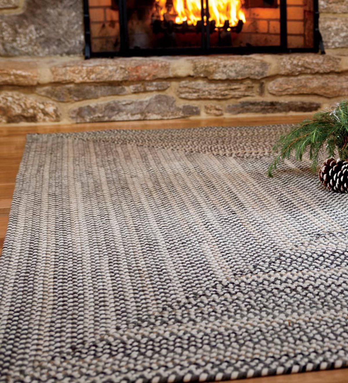 7' x 9' American-Made Bear Creek Rectangular Braided Wool And Nylon Blend  Rug - Gray Multi