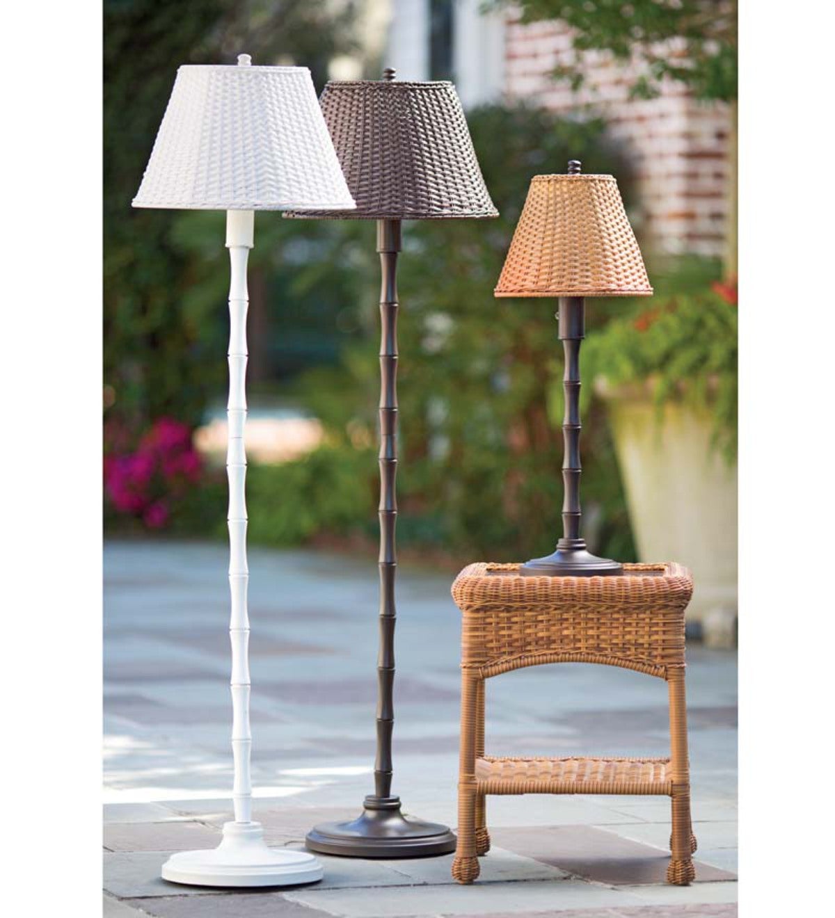 All-Weather Outdoor Rattan Wicker Floor Lamp