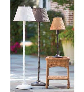 All-Weather Outdoor Rattan Wicker Floor Lamp - Brown