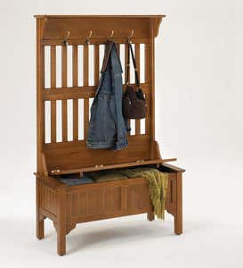 Mission-Style Entryway Hall Tree And Storage Bench