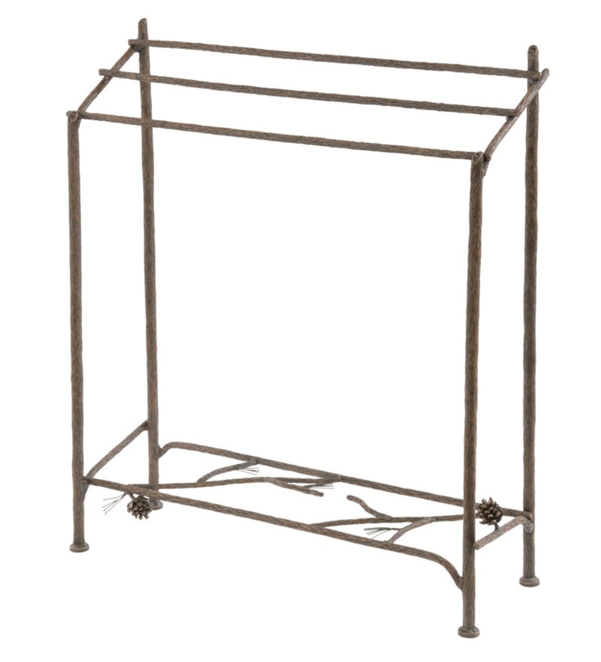 USA-Made Hand-Forged Iron Pine Blanket Stand