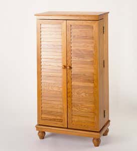 Mission-Style Louvered Door Media Cabinet - Oak