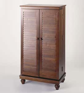 Mission-Style Louvered Door Media Cabinet - Oak