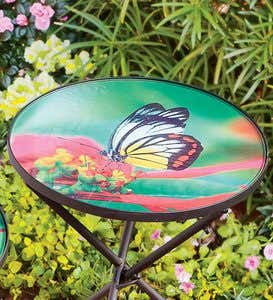 Glass Top Folding Hummingbird And Butterfly Side Tables