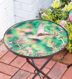 Glass Top Folding Hummingbird And Butterfly Side Tables