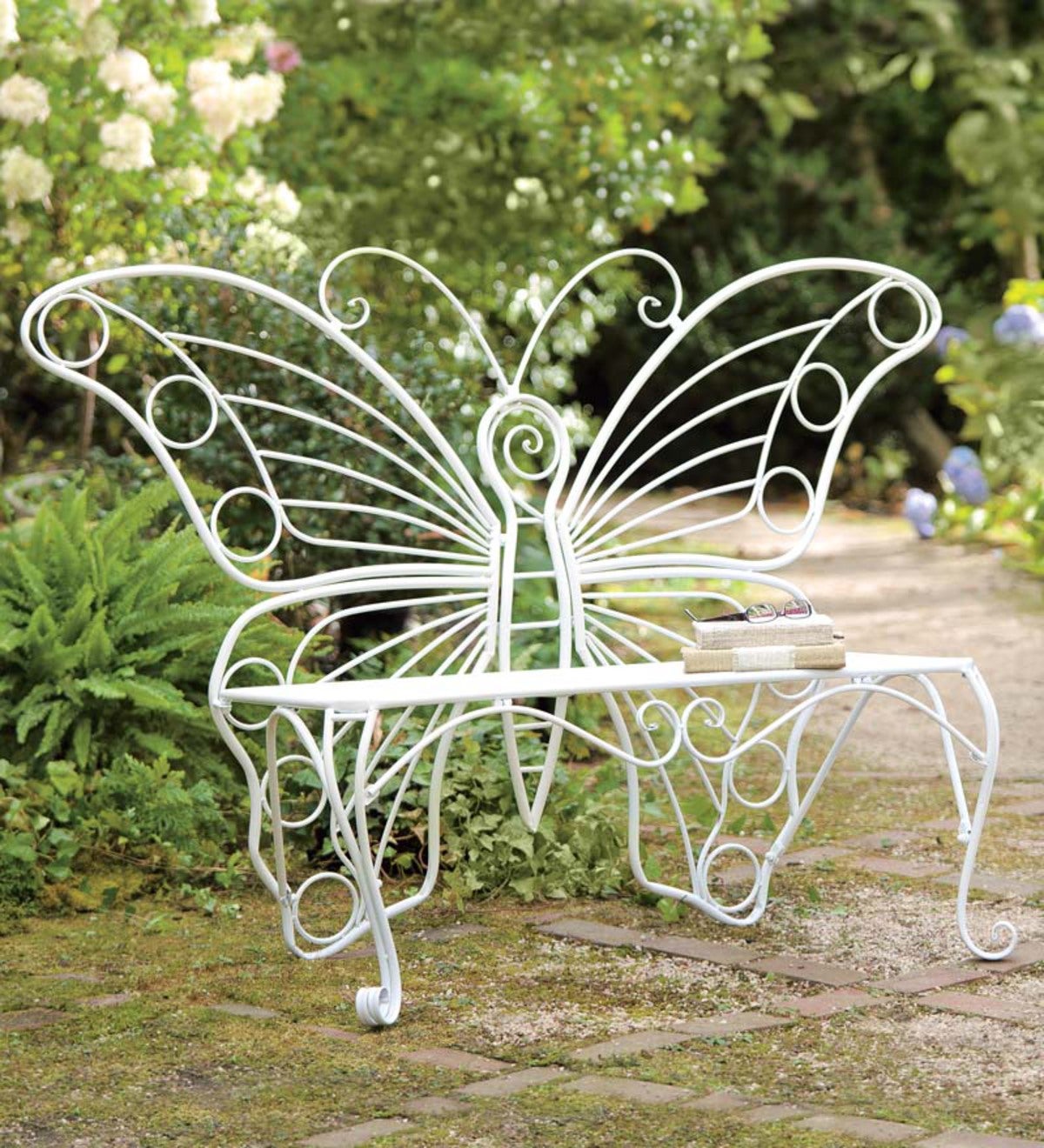 White metal patio bench hot sale