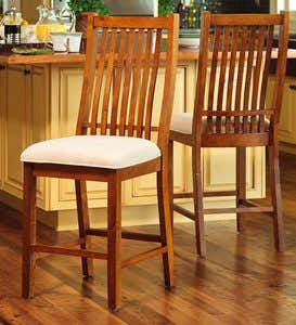 Upholstered Mission Counter Stools, Set of 2