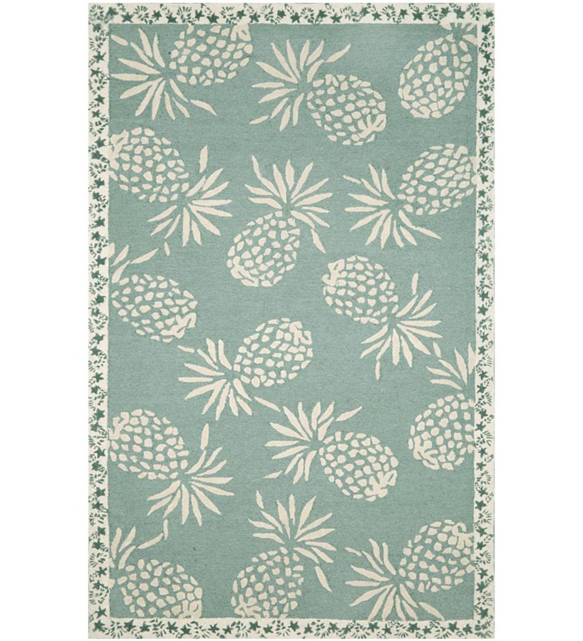 24 X 36 Polypropylene Pineapple Indoor Outdoor Rug Aqua Plow Hearth   36660x  1200Wx1200H 