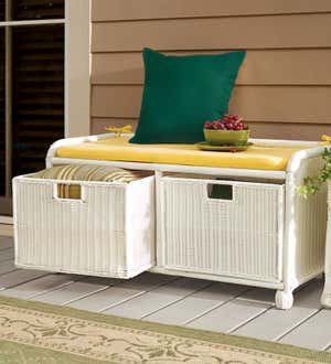 Easy Care Outdoor Resin Wicker Storage Bench