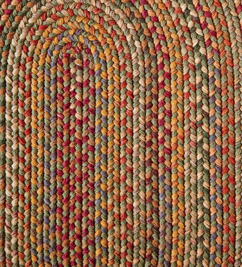 Blue Ridge Wool Oval Braided Rug, 8' Round - Moss Multi