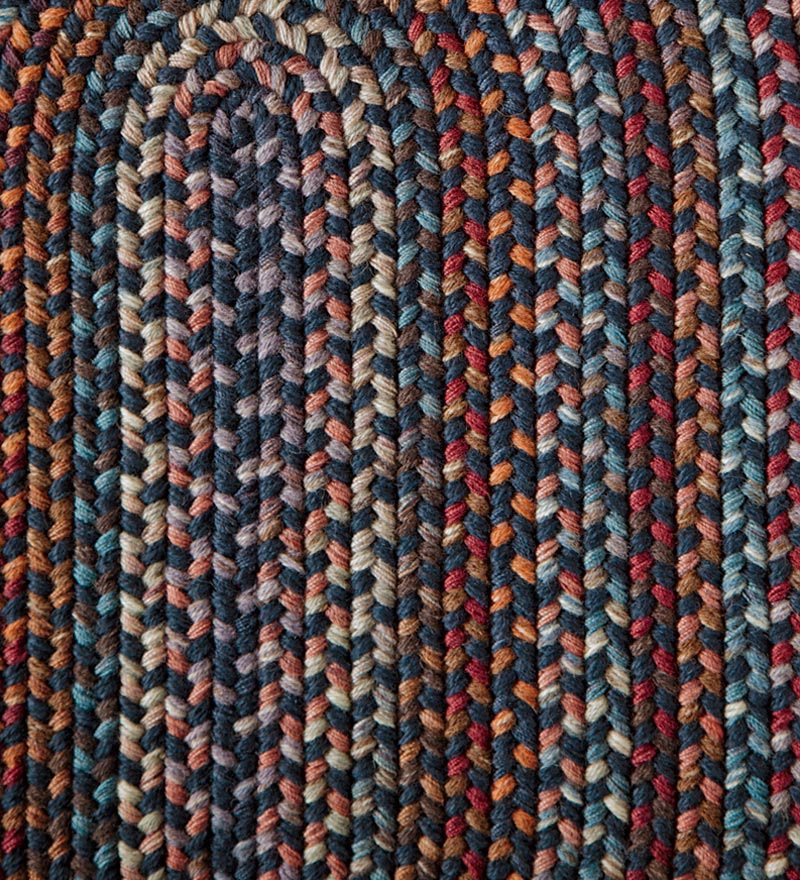 Blue Ridge Wool Oval Braided Rug, 8' x 11' - Navy Multi