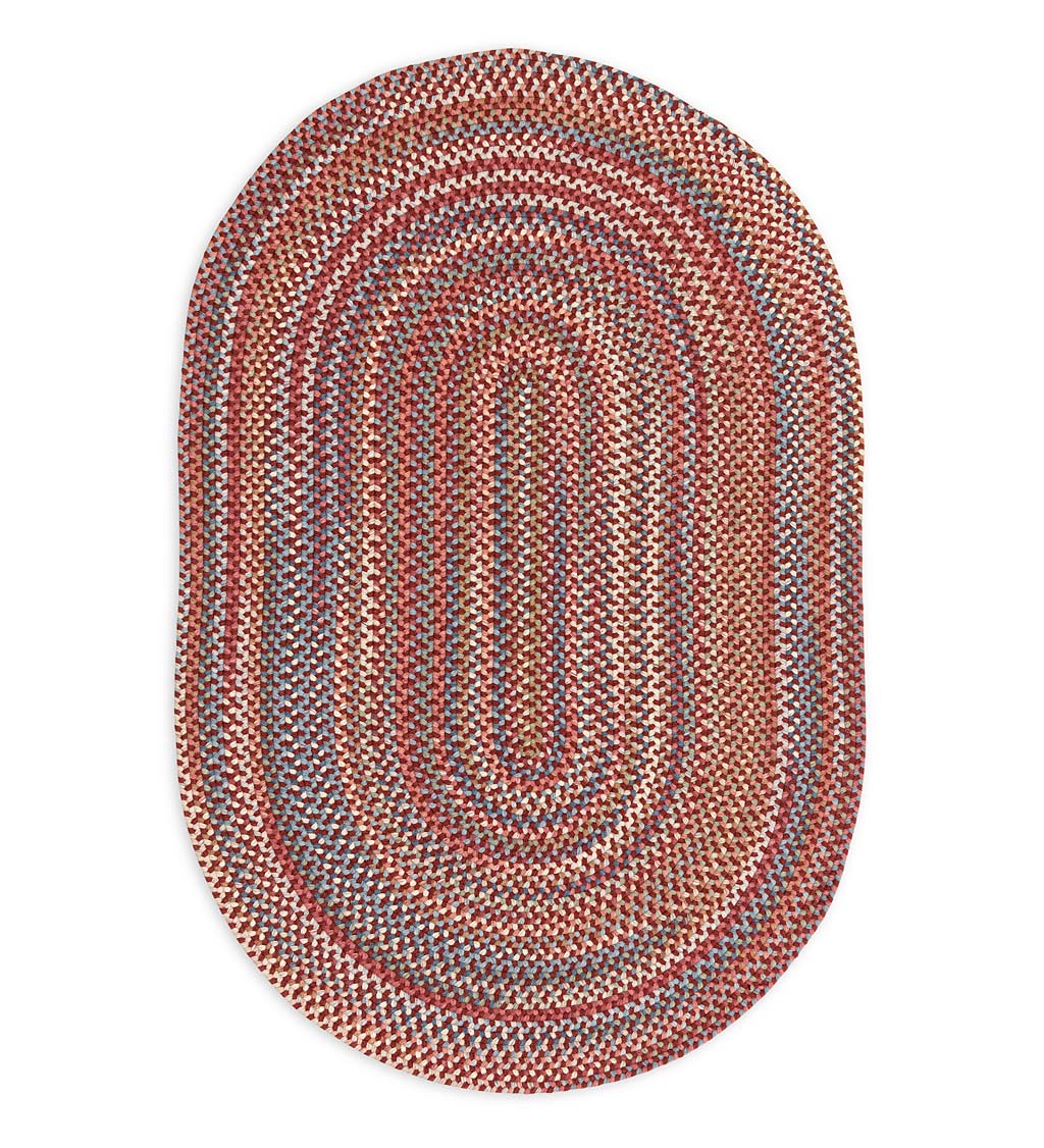 Blue Ridge Wool Oval Braided Rug, 2' x 3' - Barn Red Multi