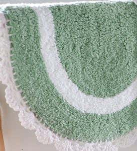 Tufted Chenille Oval Bath Mat With Hand-Crocheted Trim