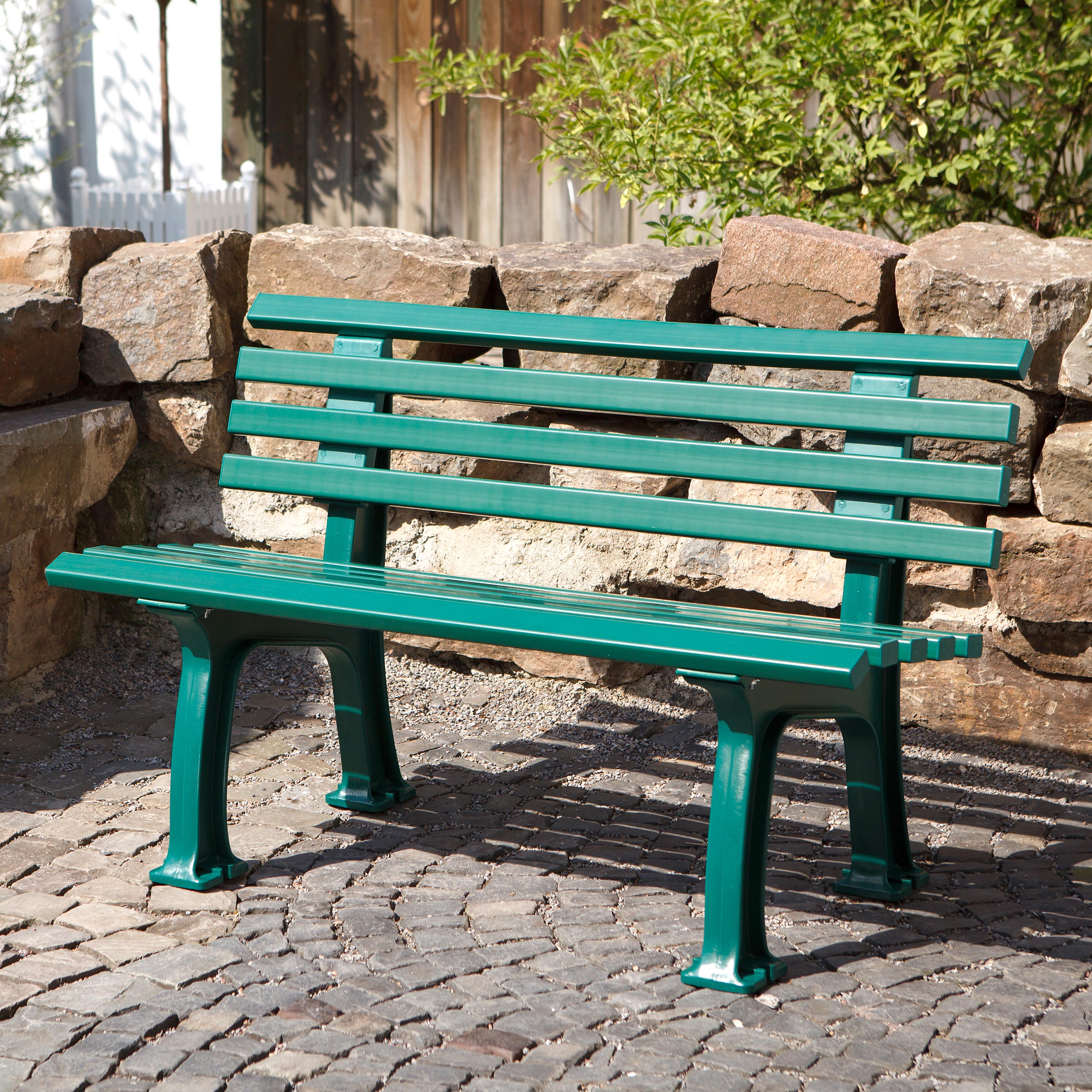 Green wooden garden bench hot sale