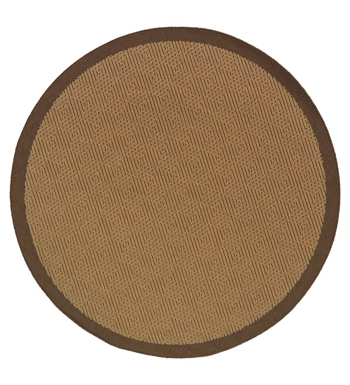 7'10"Round Indoor/Outdoor Stain-Resistant Textured Lanai Rug with Solid Color Border - Brown