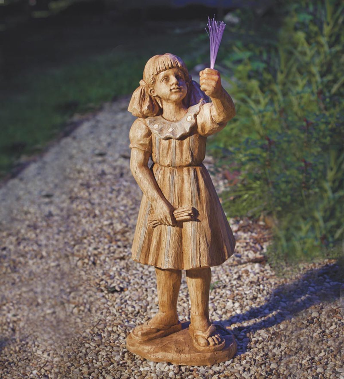 Solar Girl Garden Statue with Fiber Optic Sparkler