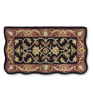 Hand-Tufted Fire Resistant Scalloped Wool McLean Hearth Rug - Black/Red